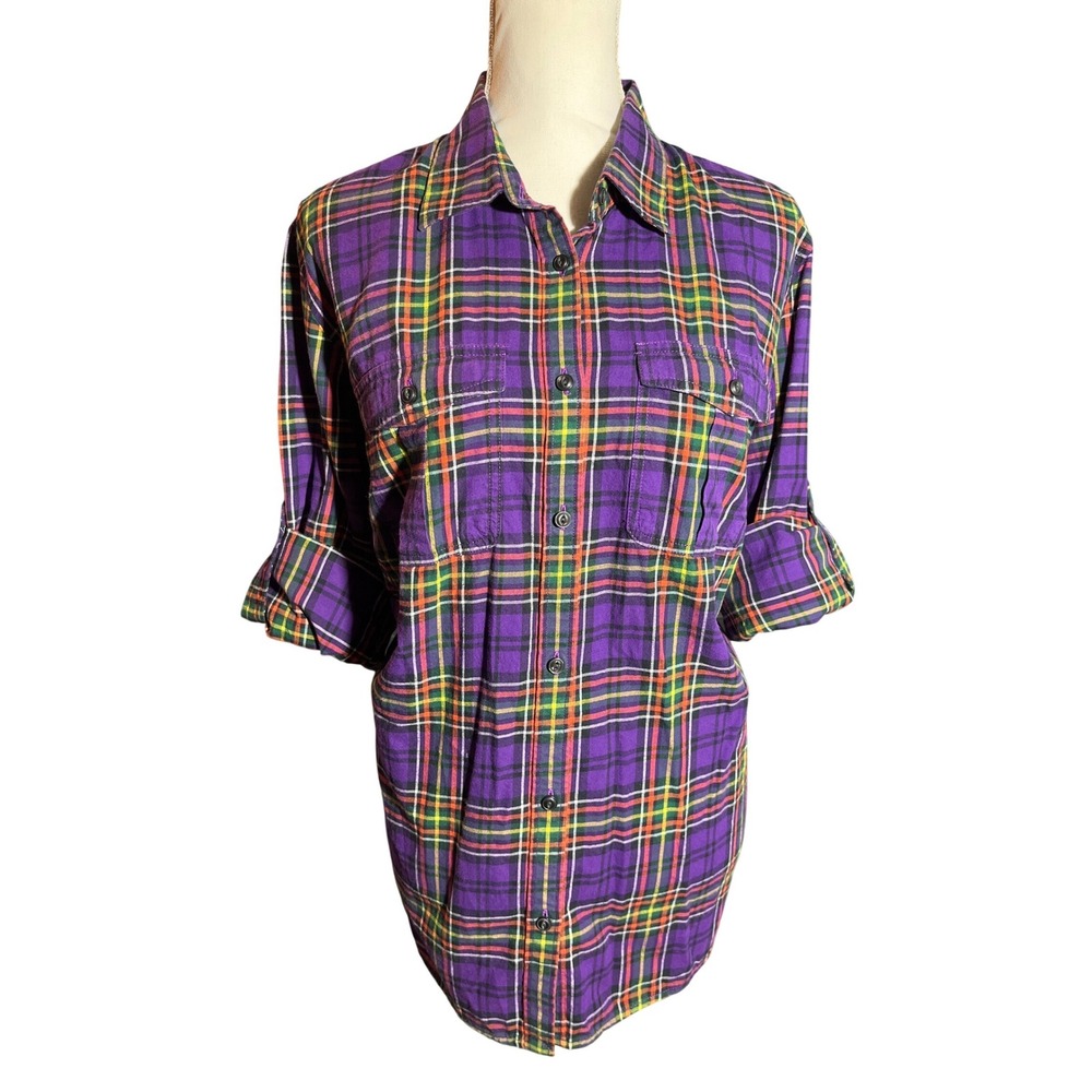 Vintage Lauren Ralph Lauren Jeans Co Purple Plaid Button Down‎ Y2K Shirt Cotton
